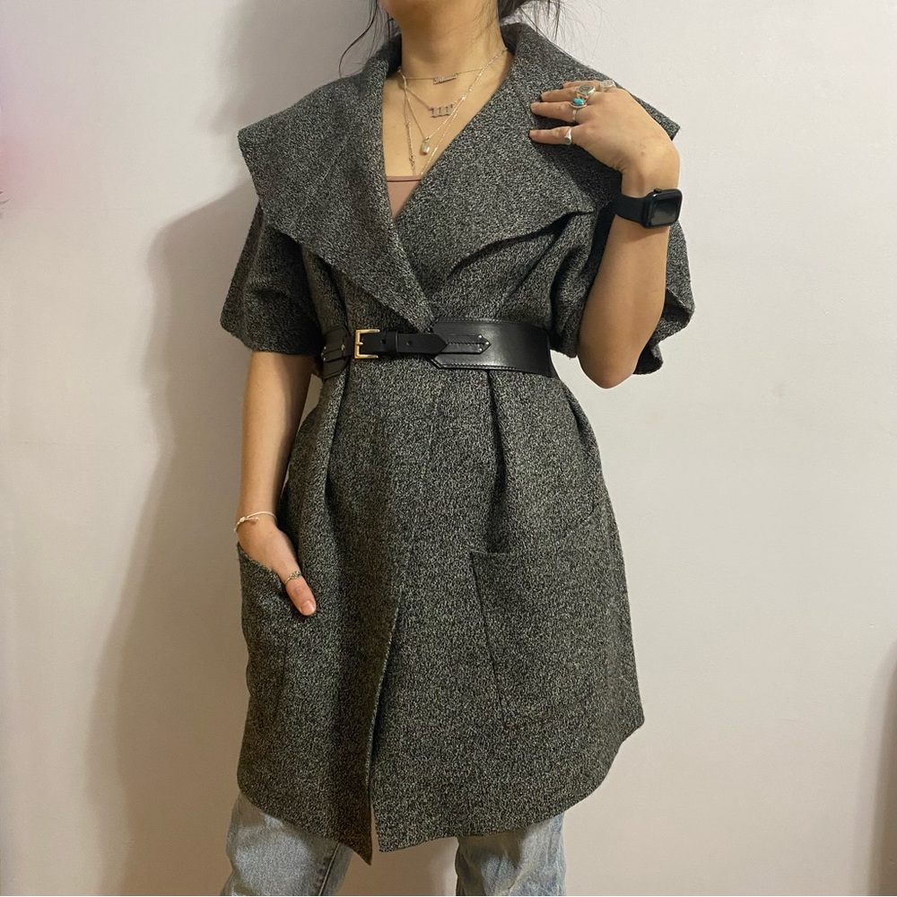 ann taylor heather grey cape sweater